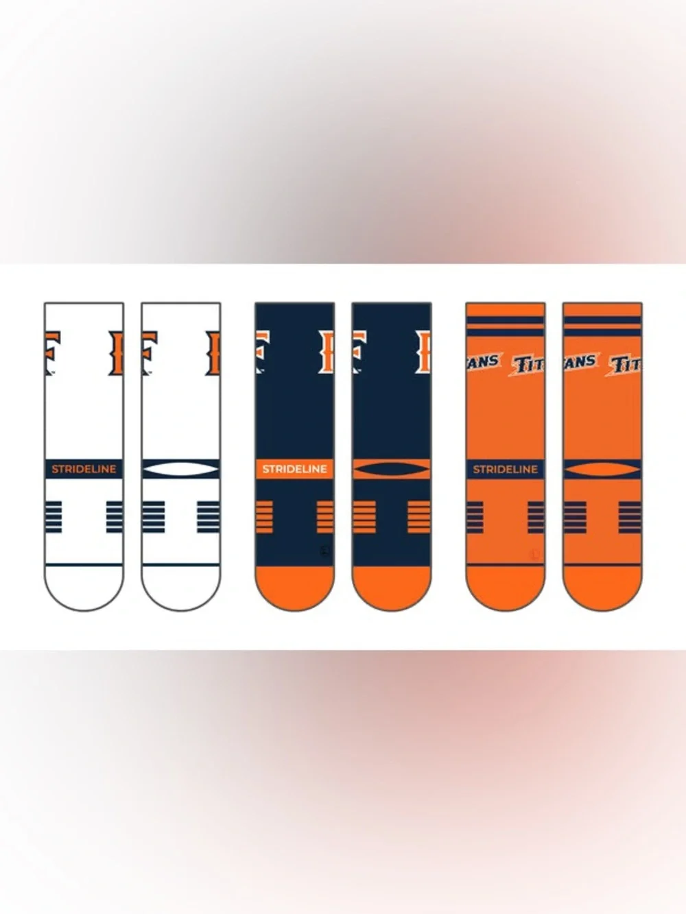 $40 Retail NIB Strideline 3-Pack Crew Socks California State Univ Fullerton